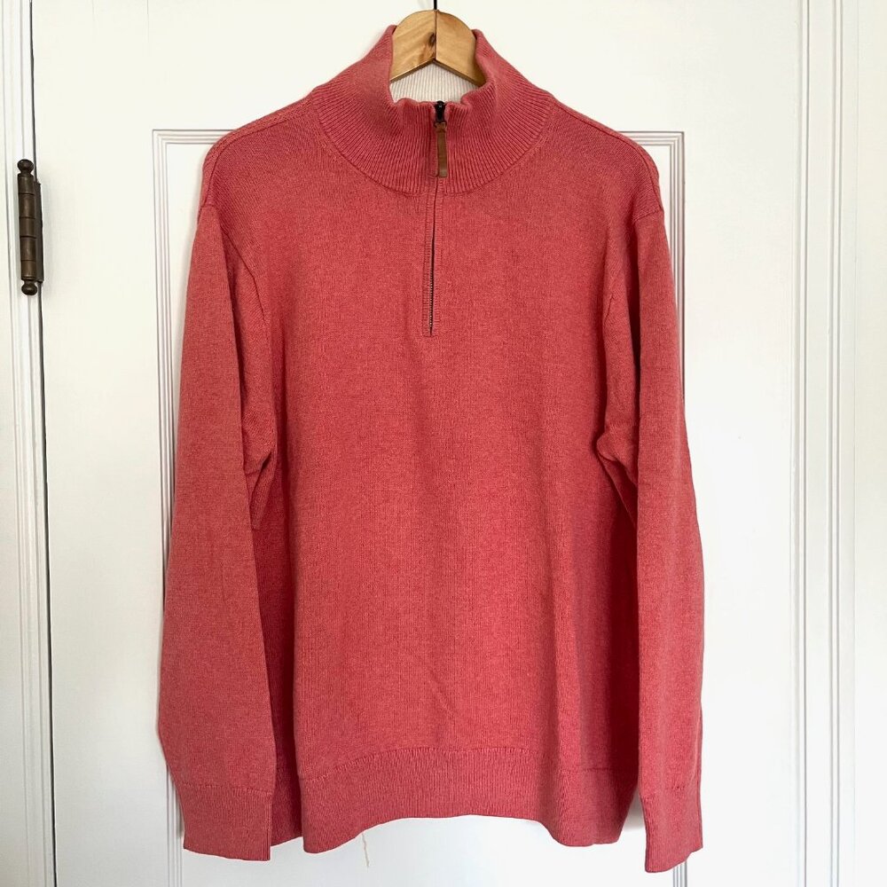 New! J Crew Cotton Quarter Zip in Coral | Size Large - Picture 3 of 10